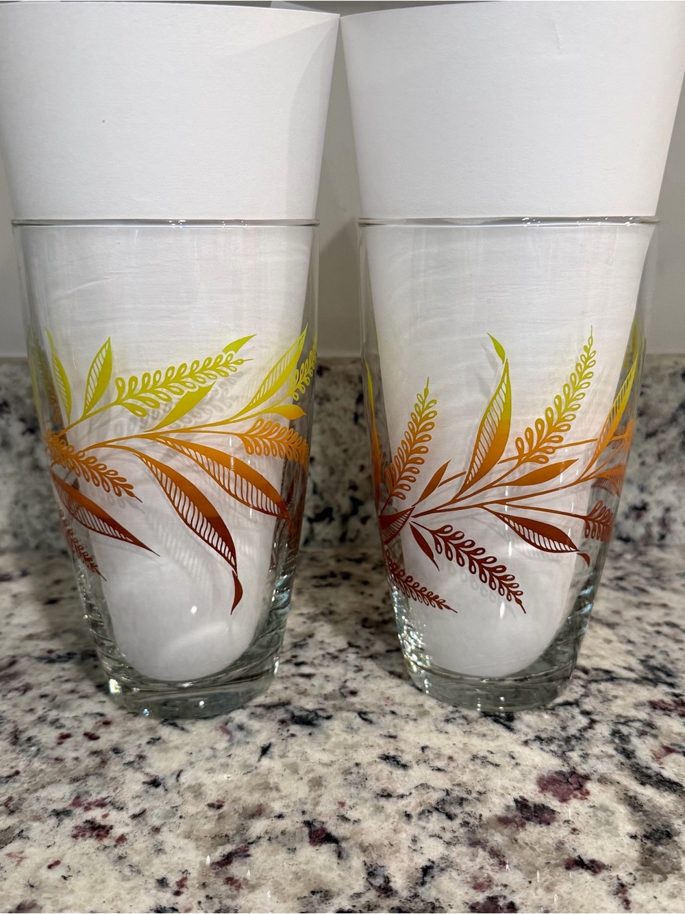 Vintage MCM Libbey Ombré Golden Wheat Glass Tumblers - Set of 2